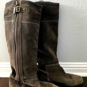 Michael Michael Kors Brown/Tan Leigh Suede Tall  Low Heel Boots